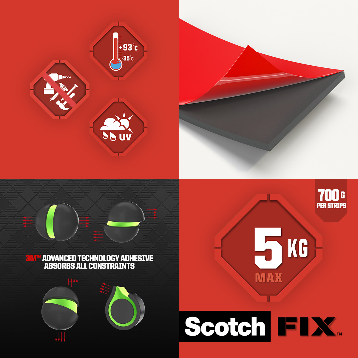 Supermocne listwy montażowe Scotch-Fix™ 25 mm x 76 mm 8 pasków